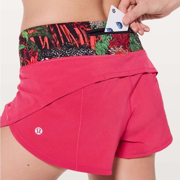 Lululemon Speed Up Shorts 2.5” Fuchsia Pink Zen Garden Multi Size 4 Rise - Picture 1 of 8
